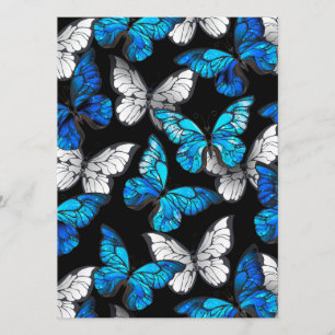 Dark Seamless Pattern with Blue Butterflies Morpho Menu