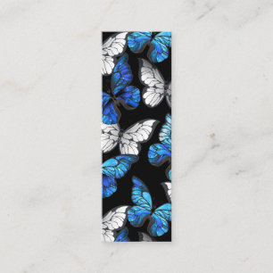 Dark Seamless Pattern with Blue Butterflies Morpho Mini Business Card
