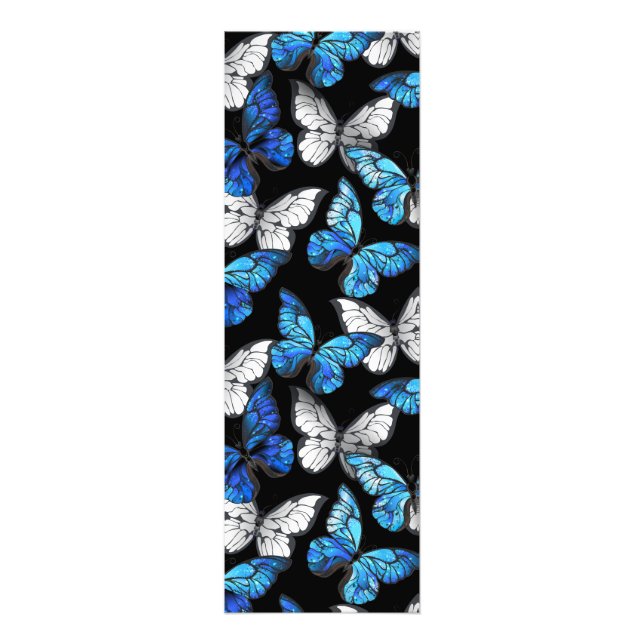 Dark Seamless Pattern with Blue Butterflies Morpho Photo Print (Front)