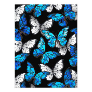 Dark Seamless Pattern with Blue Butterflies Morpho Photo Print