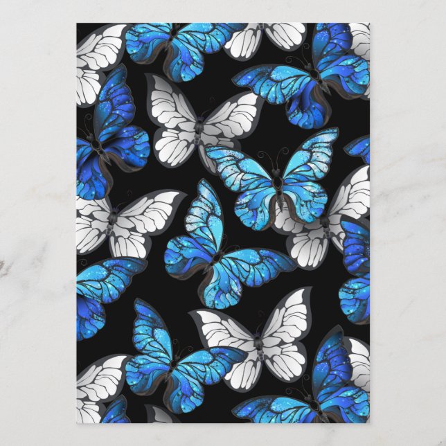 Dark Seamless Pattern with Blue Butterflies Morpho Program (Front)