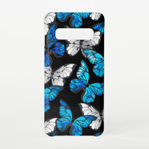 Dark Seamless Pattern with Blue Butterflies Morpho Samsung Galaxy Case