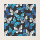 Dark Seamless Pattern with Blue Butterflies Morpho Scarf<br><div class="desc">Realistic,  blue and white butterflies seamless pattern on black background.</div>