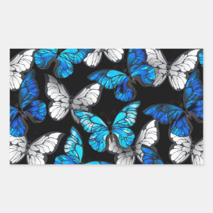 Dark Seamless Pattern with Blue Butterflies Morpho Sticker