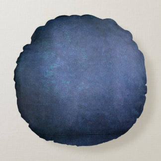 Dark Shadow Grunge Background - Blue  Round Pillow