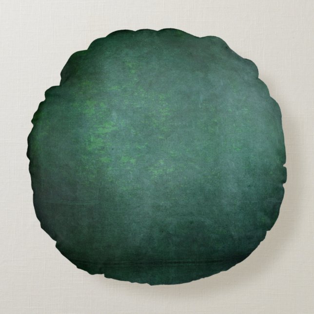 Dark Shadow Grunge Background - Teal Green Round Pillow (Front)