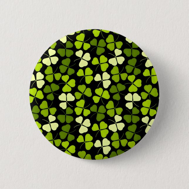 Dark Shamrock Pattern Green & Black 2 Inch Round Button (Front)