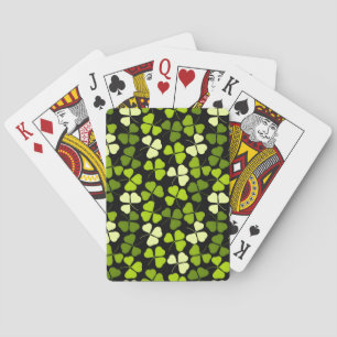 Dark Shamrock Pattern Green & Black Playing Cards