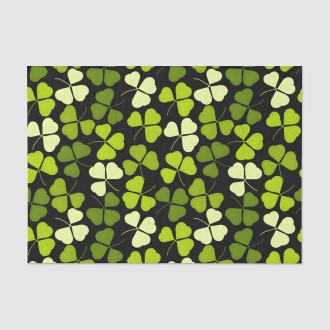 Dark Shamrock Pattern Green & Black Tissue Paper (Front)
