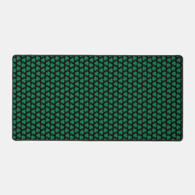 Dark Shamrocks Black Desk Mat (Front)