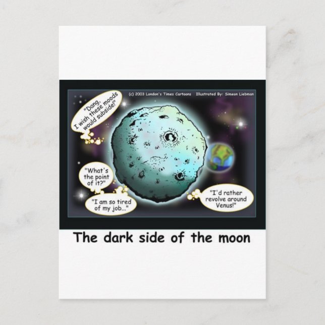 Dark Side Of The Moon Funny Cartoon Gifts Postcard (Front)