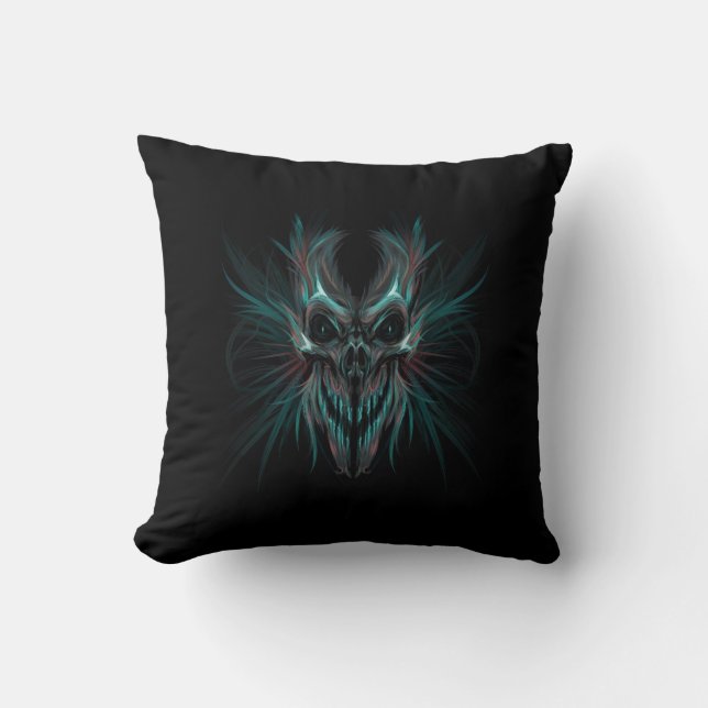 Dark Skeleton Throw Pillow (Front)