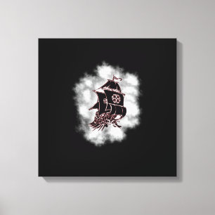 Dark Skies Pirate Ship Wrapped Canvas