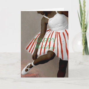 Dark Skin Ballerina Peppermint Tutu Birthday Card