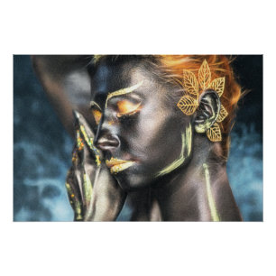 Dark Skin Body Painting Poster
