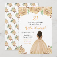 Dark Skin Princess Peach Floral Birthday Party