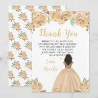 Dark Skin Princess Peach Floral Quinceanera