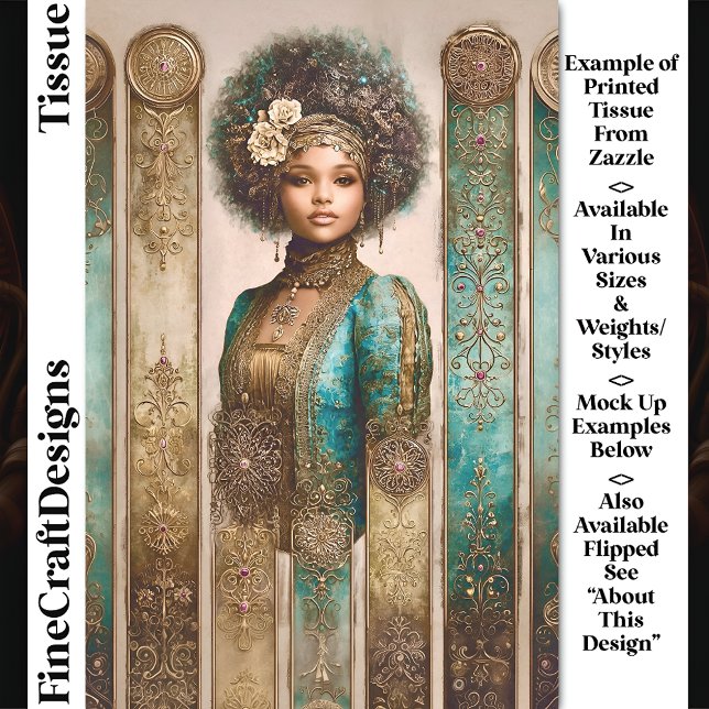 Dark Skin Woman, Baroque Panels DY1L Decoupage Tissue Paper (Creator Uploaded)