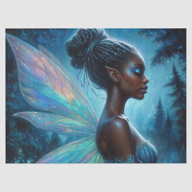 Dark-Skinned Fairy At Night Tissue Paper (Front)