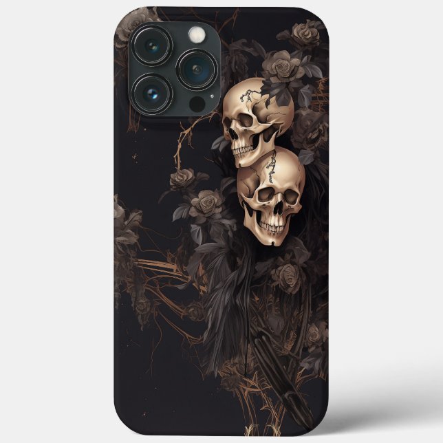 Dark Skull and Floral Design Case-Mate iPhone Case (Back)