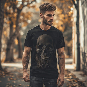 Dark Skull with Beard Art   Symbol of Mortality T-Shirt