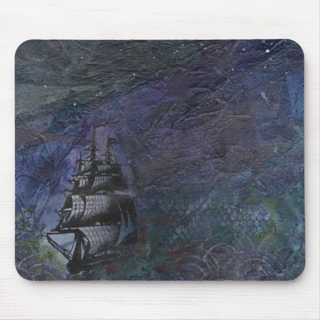 Dark Sky Ship Collage Mousepad (Front)