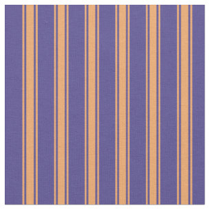 Dark Slate Blue & Brown Coloured Lines Pattern Fabric