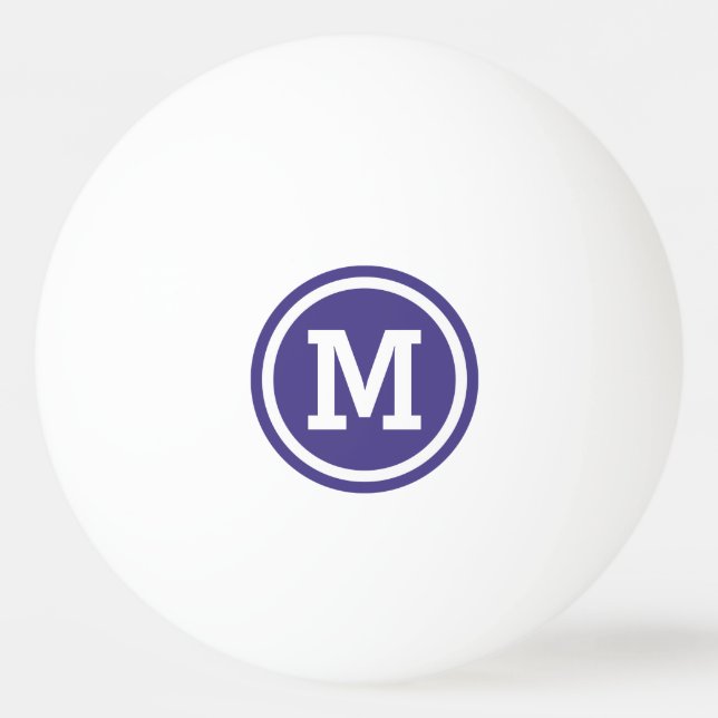 Dark Slate Blue Circle Monogram Ping Pong Ball (Front)