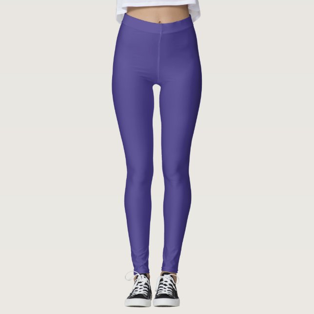 Dark Slate Blue Colour Solid Plain Leggings (Front)
