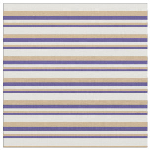 Dark Slate Blue, Tan & White Coloured Lines Fabric