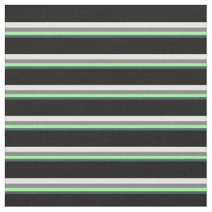Dark Slate Gray, Green, Gray, White & Black Lines Fabric