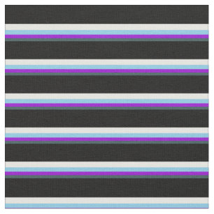 Dark Slate Gray, Violet, Sky Blue, White & Black Fabric