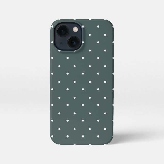 Dark slate grey and white Polka Dots Phone Cases (Back)