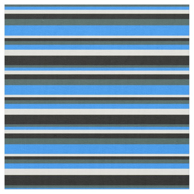 Dark Slate Grey, Blue, Light Yellow, and Black Fabric (Close Up)