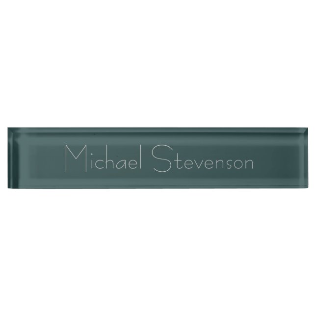 Dark Slate Grey Elegant Modern Business Nameplate (Front)