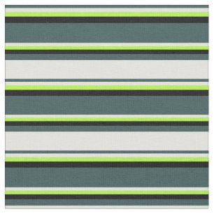 Dark Slate Grey, Light Yellow, Light Green & Black Fabric