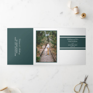 Dark Slate Grey Modern Wedding Suite Tri-Fold Invitation
