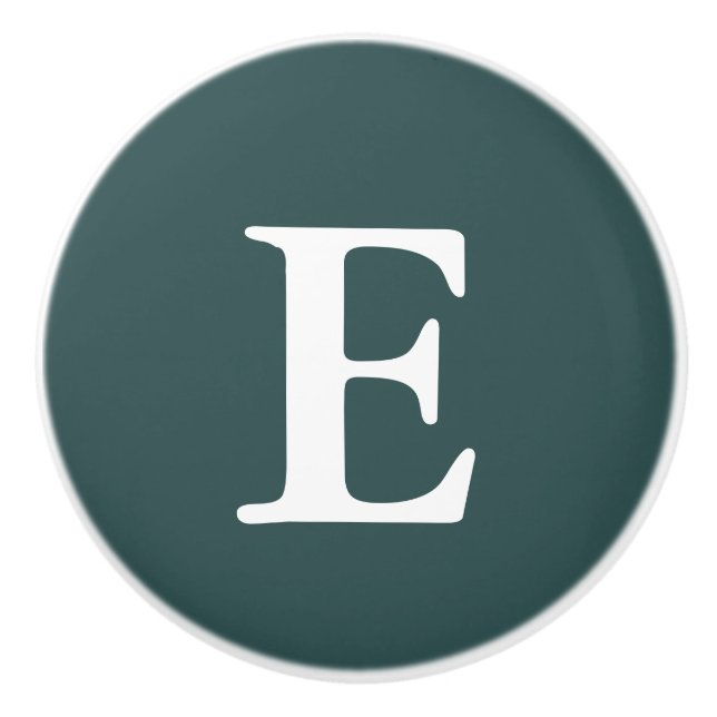 Dark Slate Grey Monogrammed Ceramic Knob (Front)