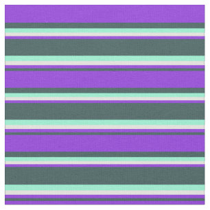 Dark Slate Grey, Purple, Light Yellow & Aquamarine Fabric