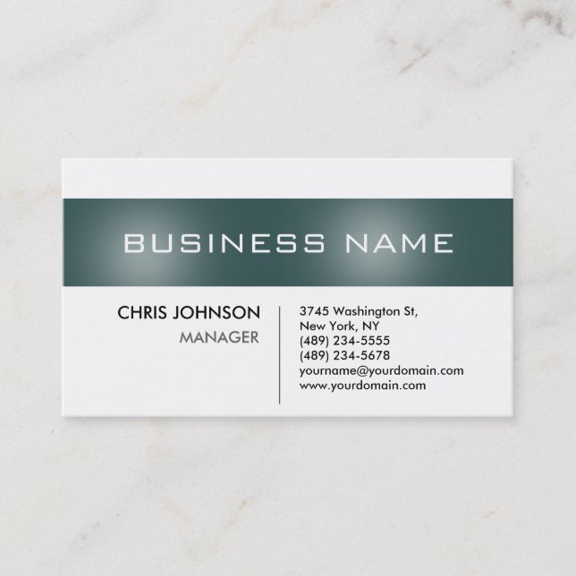 Dark Slate Grey Stripe White Charm Business Card (Front)