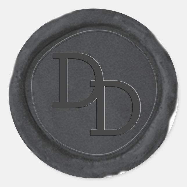 Dark Slate Grey Wax Seal Monogram Wedding Sticker (Front)