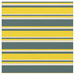Dark Slate Grey, Yellow & Bisque Coloured Stripes Fabric