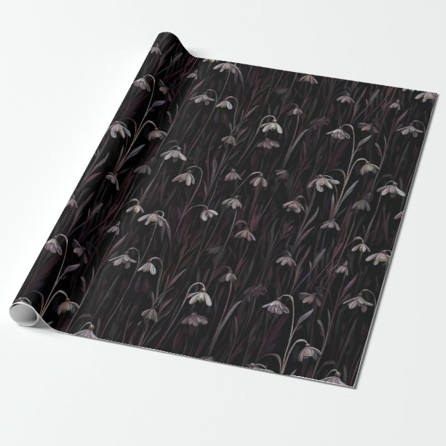  Dark Snowdrop Wrapping Paper (Unrolled)
