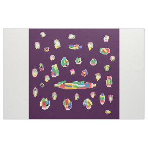 Dark spiritual purple with art pattern chunks mix fabric