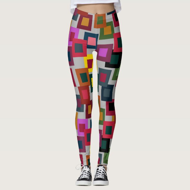 Dark Squares on Light  Leggings (Front)