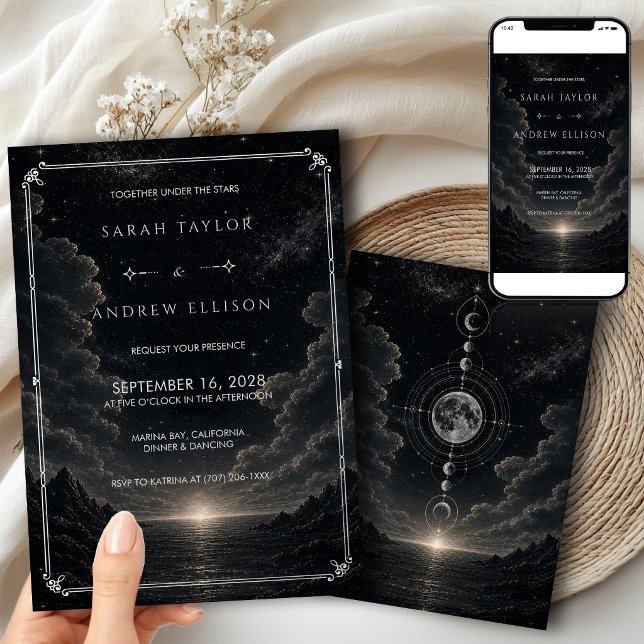 Dark Starry Night Silver Foil Celestial Wedding (Creator Uploaded)