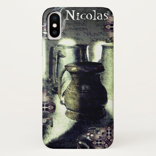 Dark Steampunk Metal Mugs & Handwriting Case-Mate iPhone Case (Back)