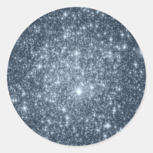 Dark Steel Blue Stars Classic Round Sticker