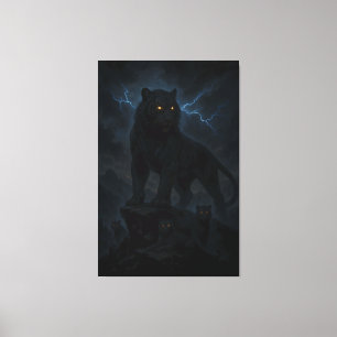 Dark Storm White Tiger Family – Golden Eyes Guardi Canvas Print