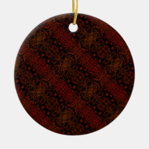 Dark striped burgundy pattern ceramic ornament